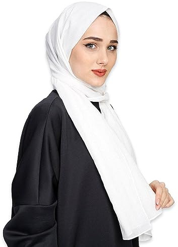 Hijab Muslimisches Kopftuch Damen Chiffon Schal,islamische Tuch(Weiß) | Islamisches Tuch,Premium Qualität,Türkischer Stil,Moderne Kopfbedeckung,Leichter Chiffon Schal,Moderne Türkische Qualität