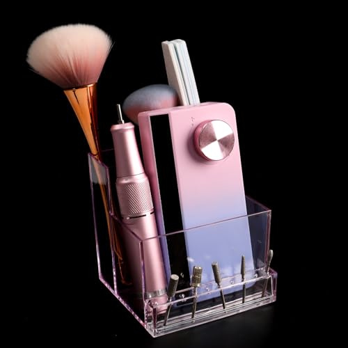 ANGNYA Nail Drill Holder Bit Storage Box Manicure Tools Display Organizer | Great for Organization, 10 Holes and 3 Slots, Plastic Material, Nice Storage Capacity, Widely Usage for Home and Nail Salon