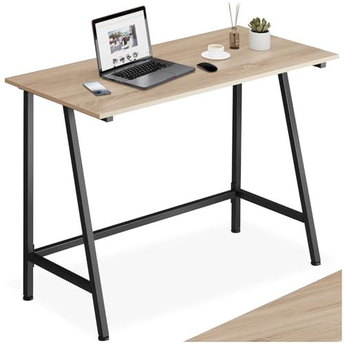 tectake® Bureau Polyvalent et Pratique, 100 x 50 x 77 cm, Table de Bureau, Style Industriel Bureaux Ordinateur Meuble pc Table d'appoint Meuble Ordinateur Desk Teletravail, Bois Clair