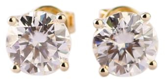 Epinki 14 Karat Weißgold Ohrstecker Echt Gold Schmuck, Klassiker Ohrringe Damen mit Moissanit 1ct, 18K Gold Ohrringe Jugendstil
