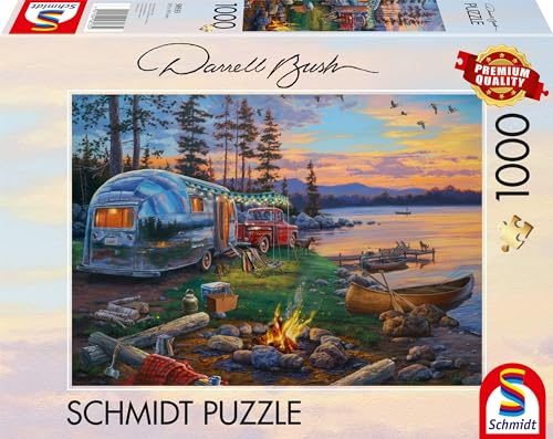 Schmidt Spiele 58533 Darrel Bush, Campingidyll am See, 1000 Teile Puzzle