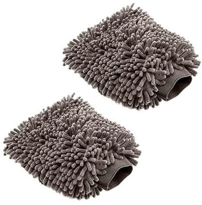 NyxSeat 2 Guantes de Limpieza y Lavado de Coche, Toallas de Microfibra Supersuaves y Absorbentes para Cuidado del Vehículo (Gris)