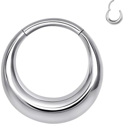 BodyAce ASTM F136 Anneaux de septum en titane 16 g à charnière 8/10 mm, boucles d'oreilles de cartilage en forme de lune dorée pour daith, rook, tragus, 8mm or 10mm, Titane, Autres