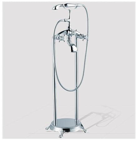 WRJAHCG Retro Freistehende Armatur Badewanne Standarmatur Freistehende Wannenarmatur Messing Standarmatur Mit Handbrause Bodenmontage