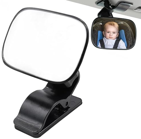 Oimaik Baby Autospiegel, Babyspiegel für Auto Rücksitz, Bruchsicherer Auto Babyspiegel, 360° Verstellbarer Rückspiegel, Baby Autositz Spiegel mit Clip zum Hinten zu sehen Neugeborene, Säugling, Baby