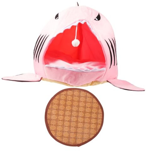 YARNOW Shark-förmiges Haustierbett Für Katzen Und Kleine Hunde Kuscheliger Schlafplatz Mit Rutschfester Unterseite Für Innenräume Mit Abnehmbarem Kissen Design