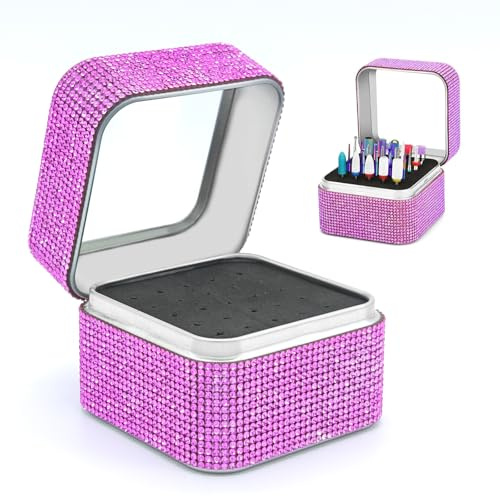 25-Loch-Nagelbohrer-Halter - Rhombus-Box E-File Nagelbohrer-Präsentationshalter, organisierende Behälter, staubgeschützte Nagelbohrer-Box für Nagelstudio-Werkzeuge (Nagelbohrer nicht inbegriffen)