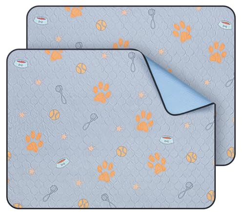 Waschbar Welpenunterlagen, Super augfähige PIPI Pads für Hunde 2er | 46x61 cm Rutschfeste Hunde Trainings Pads, Wiederverwendbare Hunde Pipi Unterlagen für Sofas, Welpenauslauf, Auto
