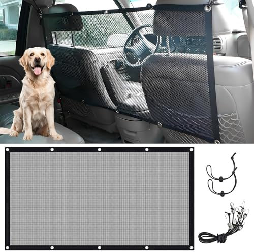 VBGURR Rete di barriera per Cani per Bagagliaio Auto, Regolabile, con Corda e Ganci, barriera per Sedile Posteriore, Accessori per Interni (115 x 62 cm)