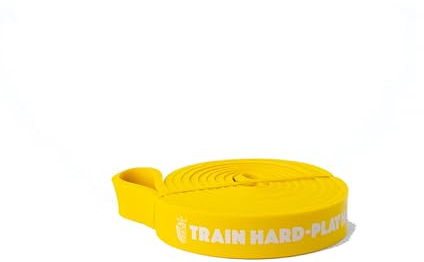 EMILU-Mood Goma Elastica Musculacion Banda Elastica+Tabla 31 Ejercicios y Bolsa para Transportar Tus Cintas Elasticas de Resistencias para Entrenamiento, Crossfit, Pilates (Amarilla, 20-60Lbs/25kg)