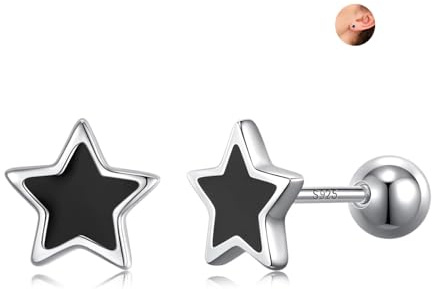 Örhängen silver 925, 925 sterlingsilver örhängen silver stiftörhängen öronpiercing stiftörhängen silver 925 örhängen svarta örhängen små örhängen för kvinnor män, 1 Paar, Silver, Sterlingsilver