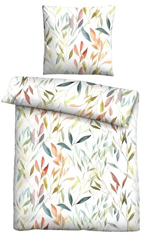 Traumhaft schlafen - Castell - Markenbettwäsche Bettwäsche Baumwoll Seersucker 0020368 BLÄTTER 1x 135x200 cm + 1x 80x80 cm, Chili