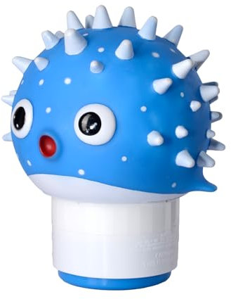 Pool Chlorine Floater for 1 & 3 Inch Tablets – Adjustable Floating Dispenser with Drainage Knob & Extra Buoyancy, Cute Pufferfish Holder for Above Ground & Inground Pools, Hot Tubs, and Spas