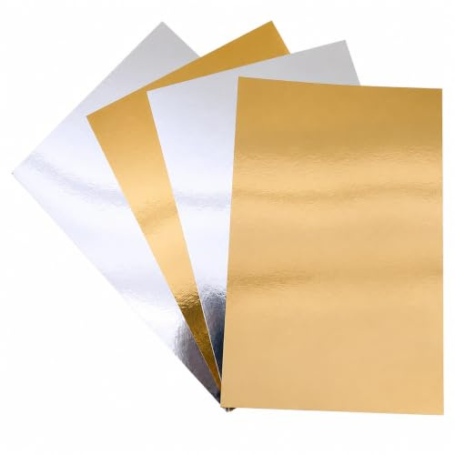 Sixstore 20 Blatt A4 Metallic-Karton, 250 g/m², Bastelbedarf für Kinder, ideal für Bastelaktivitäten und Dekorationsherstellung, 10 Blatt Silber, Blätter 10 Gold