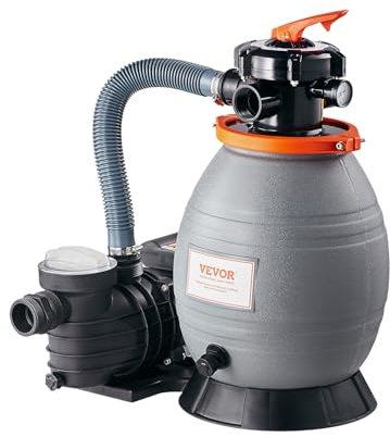 VEVOR Krystal Pompe de filtre à sable pour piscine hors sol, 33 cm, 3500 GPH, système de pompe de filtre à sable de 3/4 CV, transparent avec valve multi-ports à 6 voies et panier filtrant