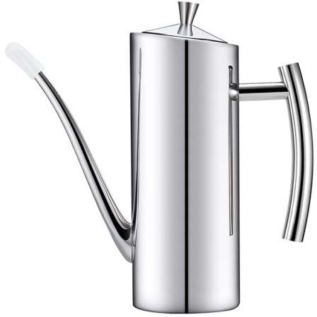 KSENDALO Stainless Steel Olive Oil Dispenser - 24oz/700mL Leakproof Oil Bottle, Premium One-Piece Design with Long Narrow Spout, Vertical Handle Kitchen Cruet for Precision Pouring