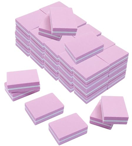 Verkelly 50 st mini nagelpolerblock, 100/180 korn poleringsblock nagelfilssvampar (rosa)