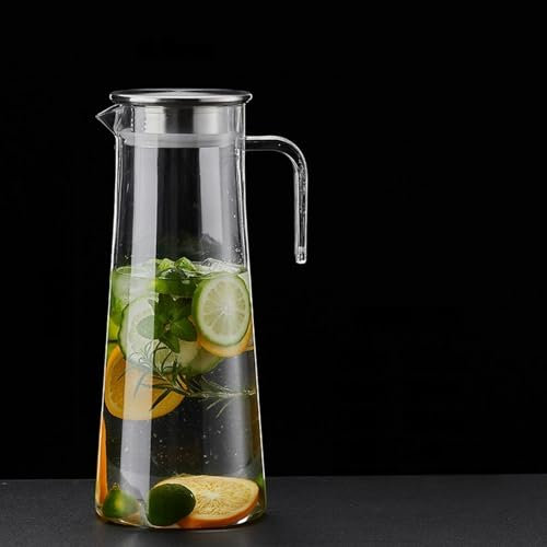 Pichet en plastique sans BPA de 1,1 l/1,2 l/1,6 l avec couvercle, carafe à eau moderne pour jus et café, incassable et résistant à la chaleur (0-120 °C), design facile à verser et anti-fuite