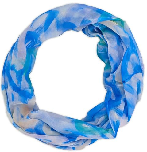 styleBREAKER bufanda circular para mujer con estampado de corazones tipo pincelada | pañuelo circular aireado | pañuelo de viscosa suave para primavera y verano 79 x 49 cm, color:Azul