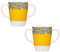Rosa Lifestyle 2 Handled Yellow and White Melamine Coffee Mug with Lilac Flower Border (2 Pack)