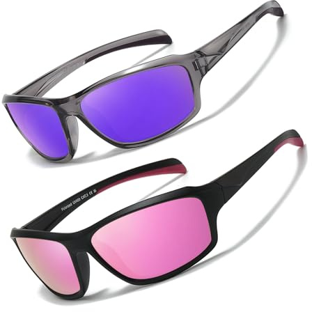 SIPHEW 2 Stück Sonnenbrille Damen polarisierte Fahrradbrille Sportbrille UV400-Schutz Laufbrille Sunglasses zum Rennrad Radfahren Laufen Fahrrad