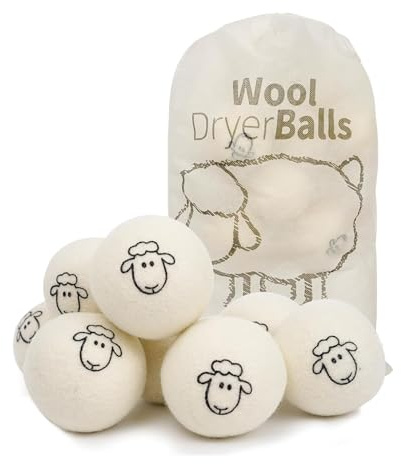 8 Pcs Boules de Séche-Linge, 5 cm 100% Pure Laine de Balles de Séchage en Laine Naturelle Boules de Séchage pour Sèche-Linge Balles Adoucissantes de Tissu, Réduisent Les Rides et Réutilisables