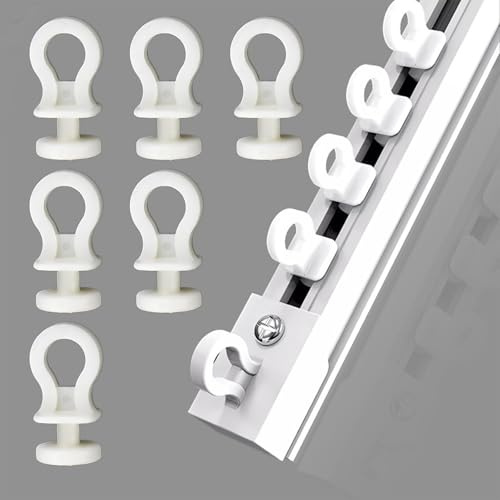 DWUENT 120 White Plastic Curtain Hooks (2.3x1cm) - PE Glider Hooks for Tracks & Rails, Multipurpose Home/Office Use