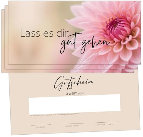 Gutscheine 25er Set als Blankovorlage zum Ausfüllen | für Wellness Yoga Massage Kosmetikstudio | Gutscheinkarte Geschenkgutschein | Gutschein Vorlagen