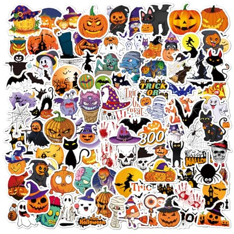 100 Stück Halloween Sticker,Aufkleber Wasserdicht Vinyl Halloween Aufkleber | Halloween Kürbis Aufkleber Kinder, für Geschenk Gitarren Skateboard Fahrrad Deko