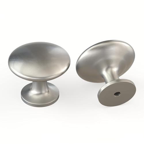 LONTAN 4 Stück Möbelknöpfe, Hochglänzende Gebürstete Schrankknöpfe, Zinklegierung Schrank Knöpfe Silber, Modern Türknopf Runden Schubladenknauf Ein Loch