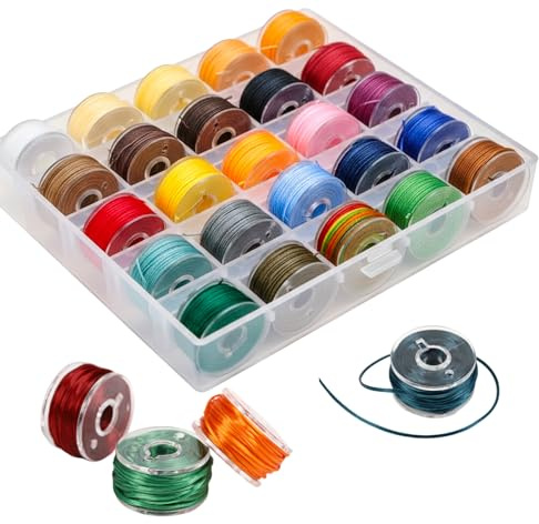 Axvxby 25 Rollen Gewachste Schnur 0.55mm x 10m Bunt Gewachste Baumwollschnur,Polyesterschnur Wachsband für DIY Armbänder Makramee Leder Nähen mit Aufbewahrungsbox