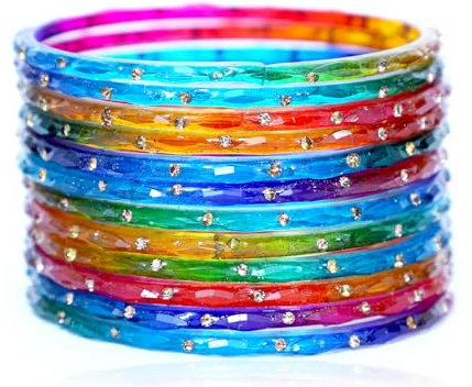 JD'Z COLLECTION Indian Glass Bangles Set Indian Costume Bangles Bollywood Glass Bangle Matching Colors Wedding Jewelry Bangle Set for Women,Wedding Bangles Set of 12 (Multicolor, 2.6, Inches)