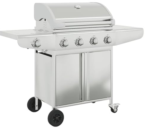 Gecheer Gas BBQ Grill with 5 Burners Silver Stainless Steel barbecue grill Model3214256