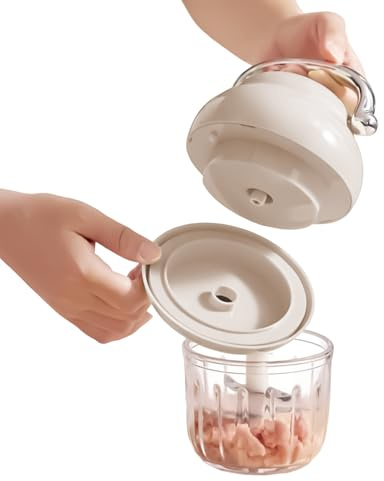 Robot de cuisine – 350 ml rechargeable avec poignée antidérapante – Mini hachoir électrique – pour oignon, viande, légume, purée, maison, cuisine, appartement camping