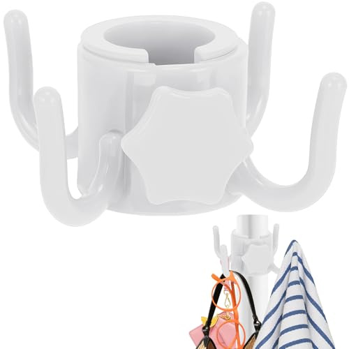 GUIZIYAO 4 Puntas Gancho Para Colgar Sombrilla De Playa, Gancho Sombrilla Playa, Toallas, Ropa, Cámara, Gafas, Bolsos – Para Sombrillas De Sol Y Viaje, Blanco