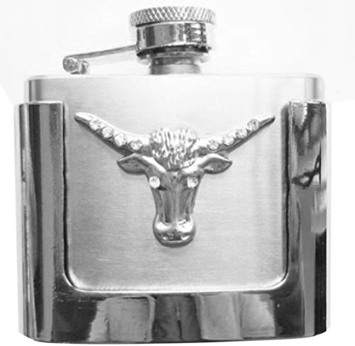 Piratenladen Buckle mit echtem Flachmann und Longhorn-Motiv, Gürtelschnalle