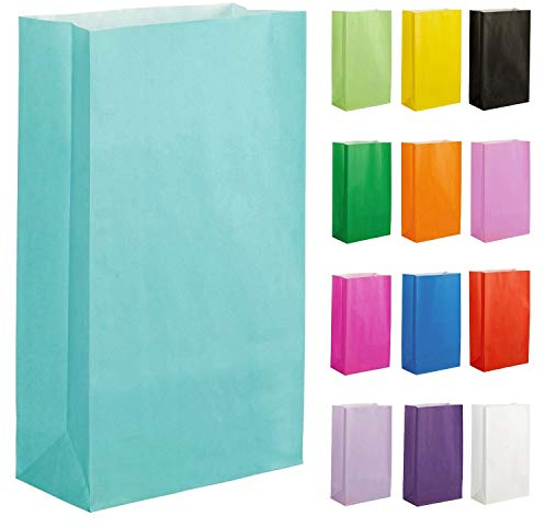 Thepaperbagstore 10 Hellblaue Papier-Partytüten für Geschenke 14x24.5x7cm | Starke, recycelbare Kraftpapier-Partytüten, ideal für Gastgeschenke, Süßigkeiten, Geschenke, Leckereien und besondere Events.