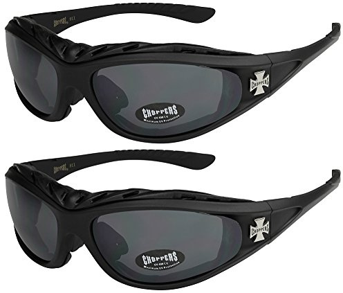 X-CRUZE 2er Pack Choppers 911 Sonnenbrillen Motorradbrille Sportbrille Radbrille mit Polsterung in den Farben schwarz, anthrazit, silber und weiß