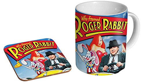 Tasse à café en céramique avec dessous de verre Roger Rabbit