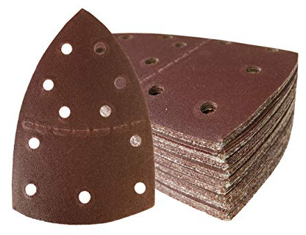 Prio-Schleifdreiecke │ Klett-Schleifblätter │ 50 Stück │ 11-Loch │ 105 x 152 mm │ Korn 100 │ für Multischleifer │ Schleifblätter │ dreieckige Schleifpads │ Schleifpapier