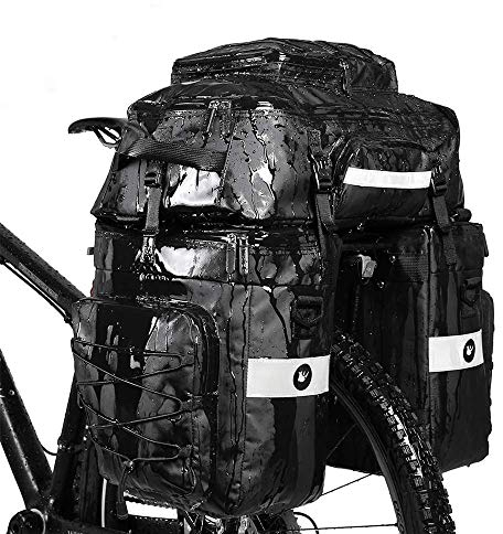 Rhinowalk Fahrradtasche Fahrrad Gepäckträgertasche Set für Fahrrad Cargo Rack Satteltasche Schultertasche Laptop Gepäckträger Fahrradtasche Professionelle Radfahren Zubehör 3 in 1-Schwarz