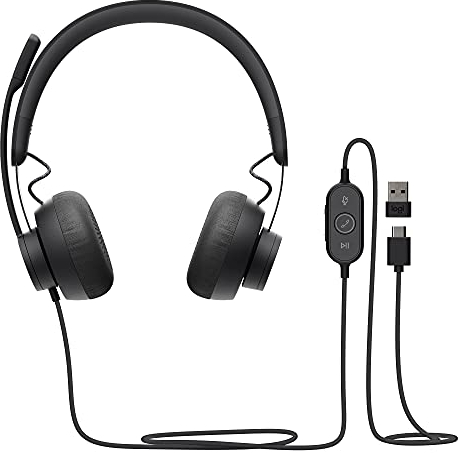 Logitech Casque supra-auriculaire filaire Zone 750 avec micro antibruit avancé, adaptateur USB-C et USB-A inclus, compatibilité Plug-and-Play pour tous les appareils - Gris.