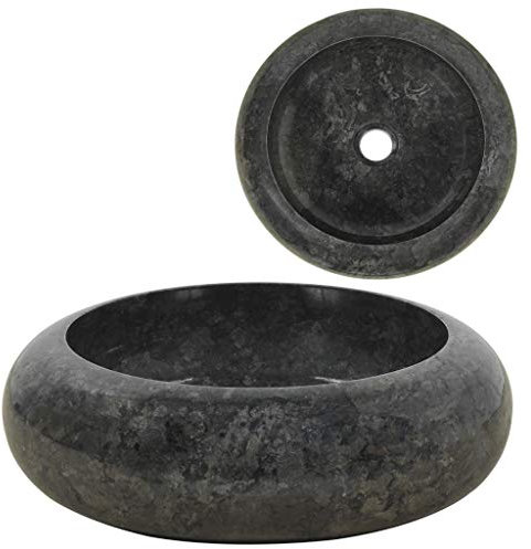 Festnight Évier Vasque à Poser Lavabo Salle de Bain 40 x 12 cm Marbre Noir