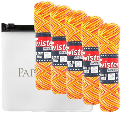 Farbverlaufsgarn Haekelgarn Baumwollgarn Stricken Haekeln Basteln 5x50g Fb.108 orange inkl.Zippbeutel