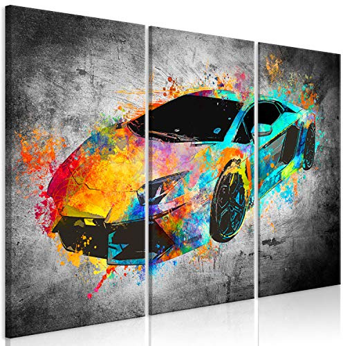 murando - Leinwandbild Abstrakt Beton Car, 120x80 cm, 3-teilig, Wohnzimmer | Hochwertige Leinwand, sofort aufhängbar, ideal fürs Wohn- oder Schlafzimmer, wasserfest und lichtecht, langlebig, stilvoll