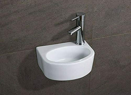 Home Supplies high-grade Ceramic Bathroom Sink,Wash Basin, Bathroom Vessel Sink Classic design Corner Sink Cloakroom Vanity Unit, bathroom sink cabinet (Oval Tap On Right)
