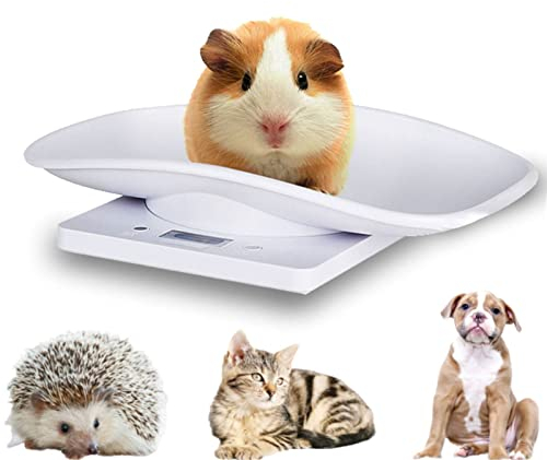 Digitale Haustierwaage Katzenwaage 10 kg/1 g Küchenwaage digitale Haustierwaage mit 4 Wiegemodi (kg/oz/lb/ml) kleine digitale Waage Babywaage für kleine Haustiere, Küche, Baby (max Last 10 kg)