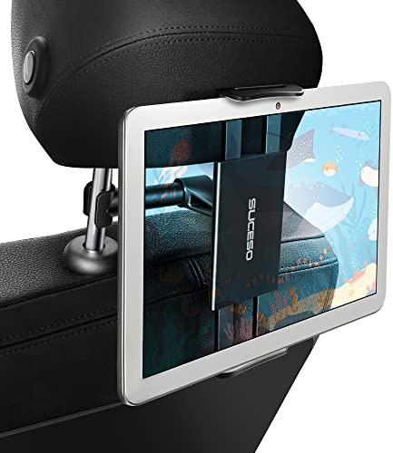 SUCESO Support Tablette Voiture Appui Tête Porte Tablette Voiture Rotation à 360 Compatible avec iPad Mini Air 2 3 4, Samsung Galaxy Tab, Huawei MediaPad, Phone, Kindle, Switch, Téléphone - 4 à 11