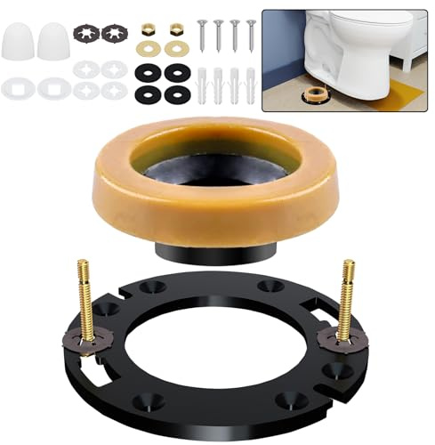 boeemi Toilet Flange Repair Kit with Wax Ring for Toilets Install or Leaking Toilet Wax Ring Replacement Kit Include Mounting Hardware Fits 3-inch or 4-inch Waste Lines | 0.92'' Thick, Leaking Toilet Repair, Floor-Mounted Toilet Installation, Complete Hardware Replacement