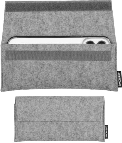 SimonPike Handyhülle passend für Samsung Galaxy S26 Ultra | S25 Ultra | S24 Ultra | S23 Ultra (Gr. S) | New York grau Filztasche aus Wollfilz Handy/Smartphone Tasche
